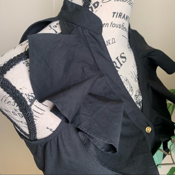 Express Ruffle Sleeveless Tuxedo Dress Black Sz 0 - Picture 7 of 15